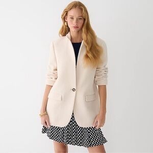 J. Crew Italian Boiled Wool Cream Single-Button Blazer